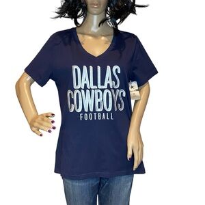NFL "Dallas Cowboys Football" V-Neckline Tee Shirt T-Shirt Navy Blue Large NWT